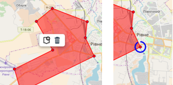 Редагування полігону геозони в Сервісі GPS моніторингу WayMaps